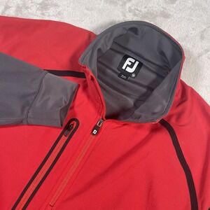 FootJoy WindTech Golf Pullover Long Sleeve 1/4 Zip Red/Charcoal‎ Shadow Glen